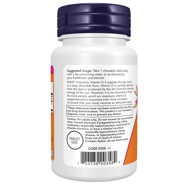 Suplementos de , vitamina D-3 5000 UI, sabor natural a menta