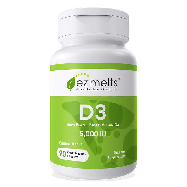 Vitamina D3 soluble 5000 UI, sin azúcar, suministro para 3 m