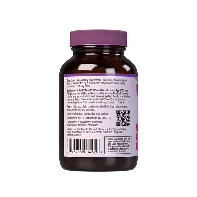 Nutrition Earth Sweet Vitamina B12 5000 mcg tabletas mastica