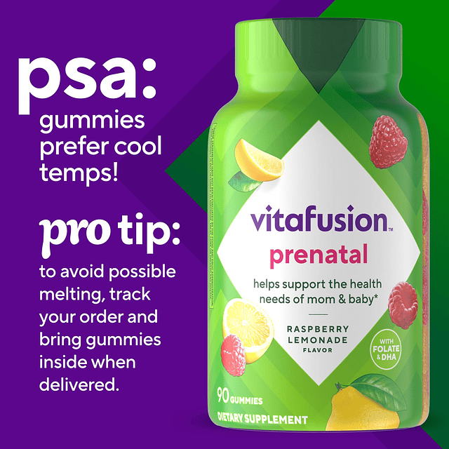 Vitaminas gomosas prenatales vitafusion, sabor a limonada de