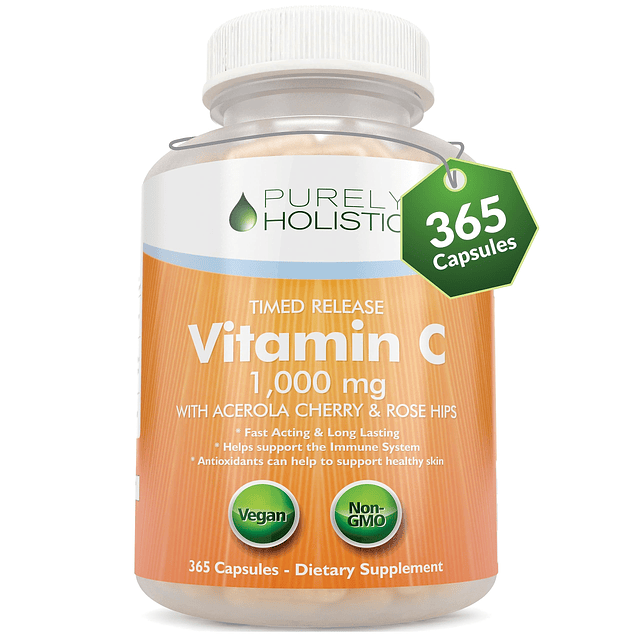 Vitamina C puramente holística 1000 mg, 365 cápsulas, sumini