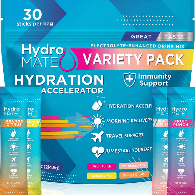 HydroMATE Electrolitos Paquetes de mezcla de bebidas en polv