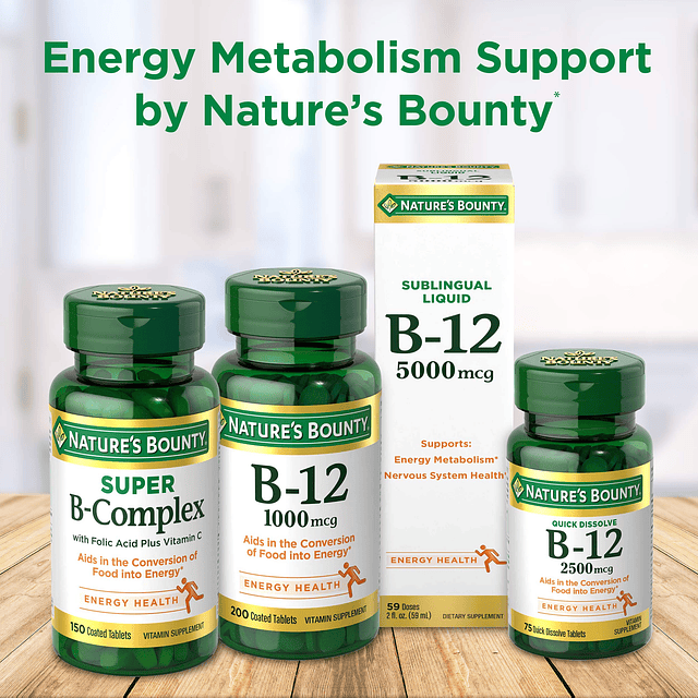 Vitamina B12 1000 mcg, apoya el metabolismo energético y la