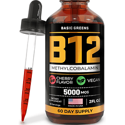 Vitamina B12 Sublingual (Vegana) 2 Fl Oz Metilcobalamina B12