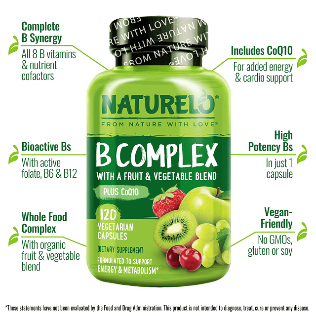 Complejo de vitamina B con metil B12, folato de metilo, vita