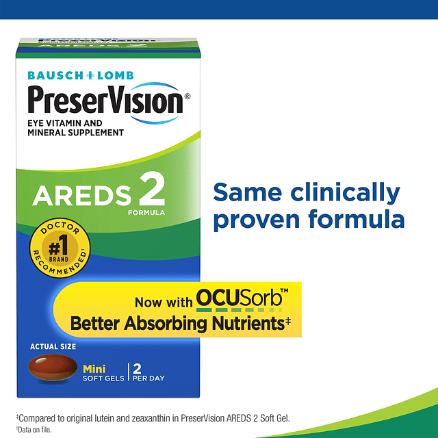 AREDS 2 Suplemento vitamínico y mineral para ojos, contiene