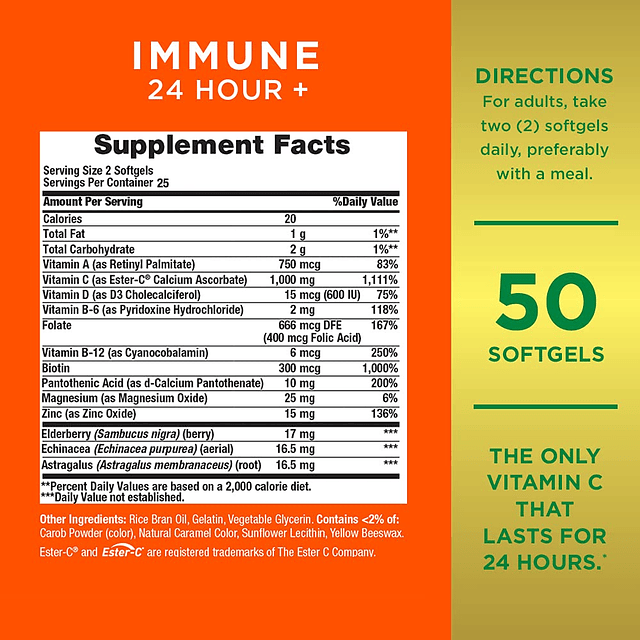 Immune 24 Hour +, la única vitamina C con apoyo inmunológico