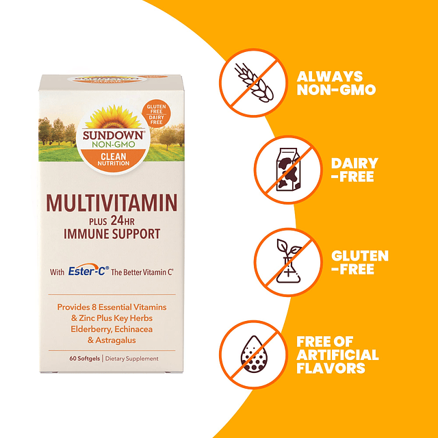 Multivitamin Plus soporte inmunológico las 24 horas, con 8 v