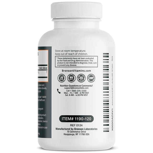 Vitamina K2 MK-7 100 MCG, K2 como menaquinona MK7, soporte ó