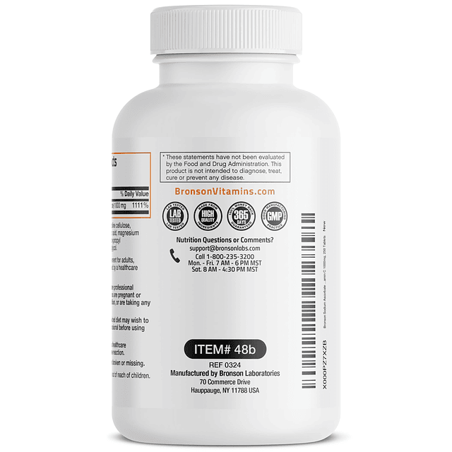 Ascorbato de sodio Vitamina C no ácida 1000 mg Tabletas Suav