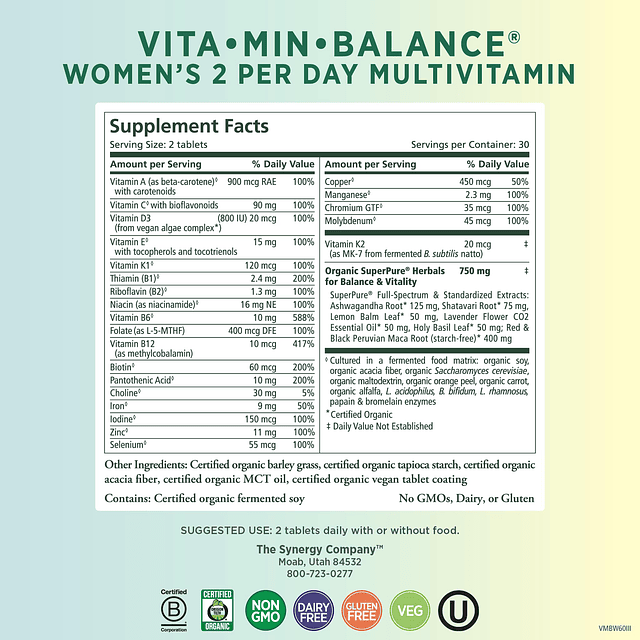 PURA SINERGIA Vita·Min·Balance | Multivitamínico para mujere