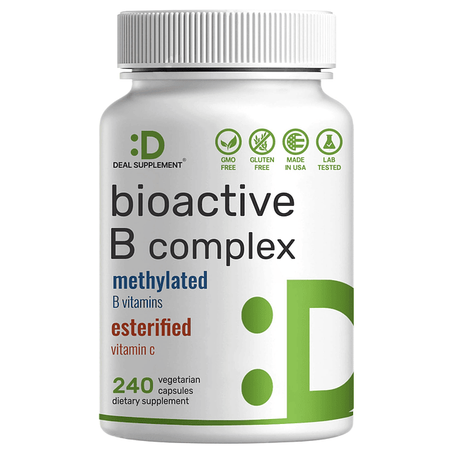 Complejo de vitamina B bioactivo, 240 cápsulas vegetales Com