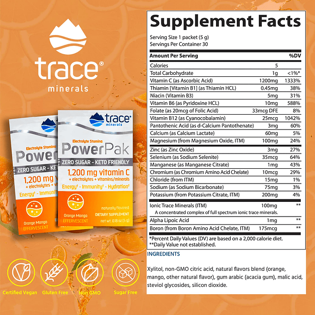 Minerales traza | Paquetes de electrolitos en polvo sin azúc
