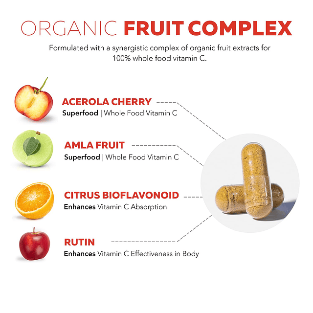 Vitamina C orgánica | Vitamina C de alimentos integrales de