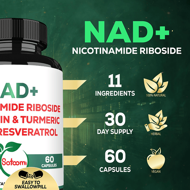 Suplemento NAD+ con nicotinamida liposomal ribósido 900 mg N