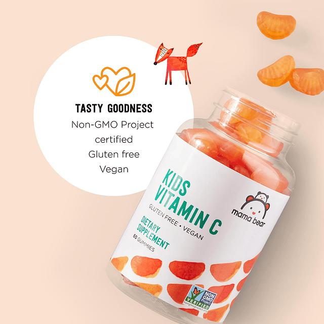 Marca Amazon: Vegan Kids Vitamina C, naranja, 60 unidades, s