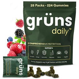 Gruns Daily Gummies, Super Greens Gummies Espirulina y clore