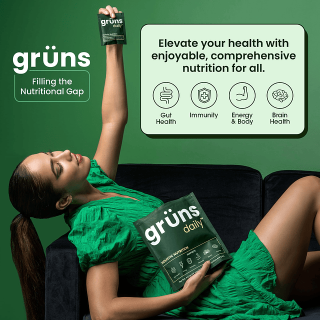 Gruns Daily Gummies, Super Greens Gummies Espirulina y clore