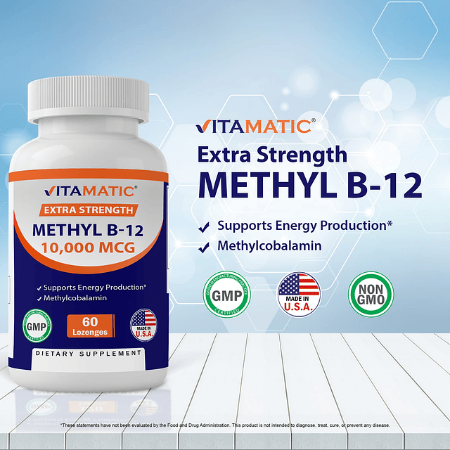 Metil B12 (Metilcobalamina) 10.000 mcg 60 Pastillas Fuente s