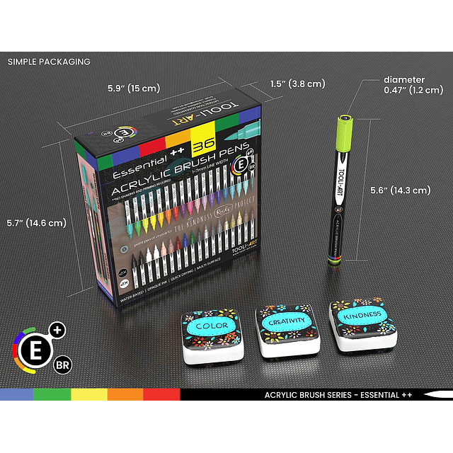 Juego de 36 rotuladores de pintura acrílica con punta de pin
