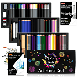 Kit de Dibujo Profesional, Juego de 123 Piezas de Lápices de