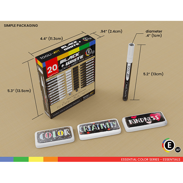 Juego de rotuladores de pintura acrílica en blanco y negro p