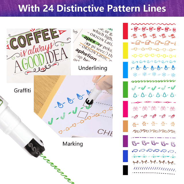 Juego de rotuladores resaltadores curvos de 24 colores, 24 f