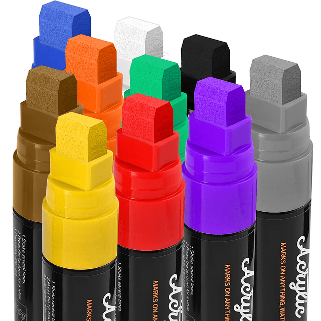 Marcadores Jumbo de 10 Colores, Marcadores de Pintura con Pu