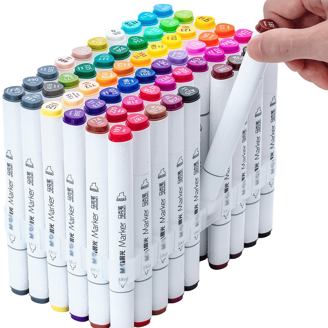 Juego de marcadores de arte a base de alcohol de 60 colores,