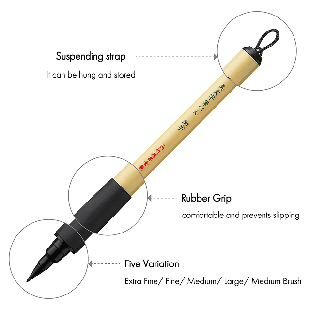 Bimoji Brush Pen, juego de 5 piezas (extra fino, fino, media