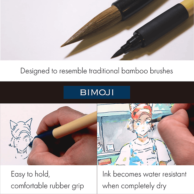 Bimoji Brush Pen, juego de 5 piezas (extra fino, fino, media