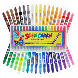 Super Crayons Juego de 36 colores - Crayones de gel suaves y