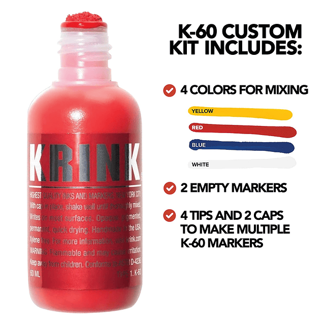 Paint Marker Custom K-60 Kit con 4 colores y 2 marcadores de