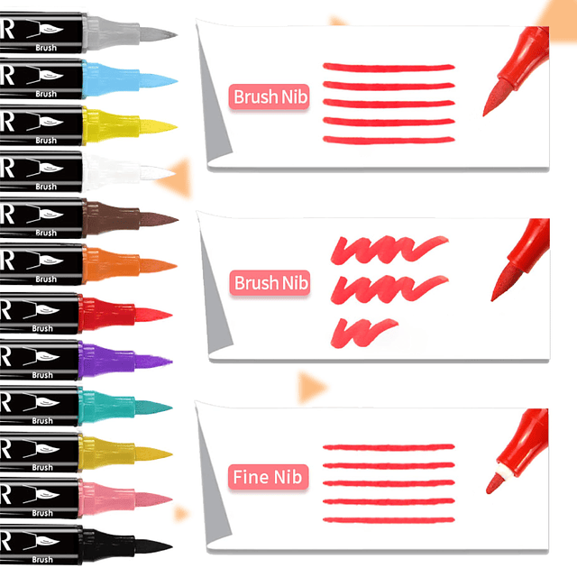 12 colores marcadores acrílicos de doble punta para pintura