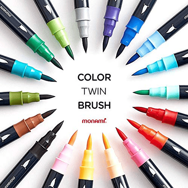 Color Twin Brush Rotulador doble punta fina y mediana para l