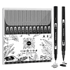 Bolígrafos de dibujo negros, paquete de 12 rotuladores de pu