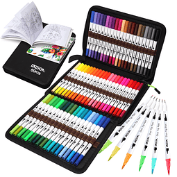 ZSCM Art Duo Tip Brush Markers Set, 60 Colores Fine Brush Ti