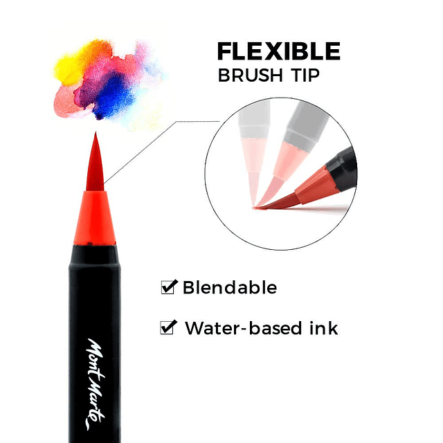 Premium Acuarela Real Brush Pens, Juego de 12 piezas para co