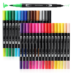 Art Markers Brush Pen, 32 bolígrafos de colores, resaltador