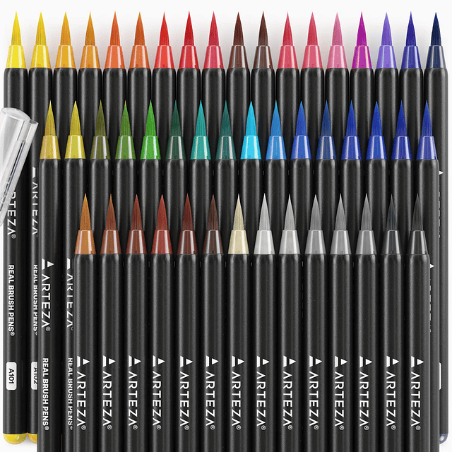 Real Brush Pens, 48 ​​bolígrafos de acuarela, marcadores de