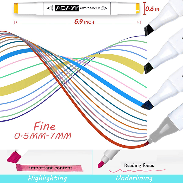 Juego de marcadores para colorear para adultos con base de p