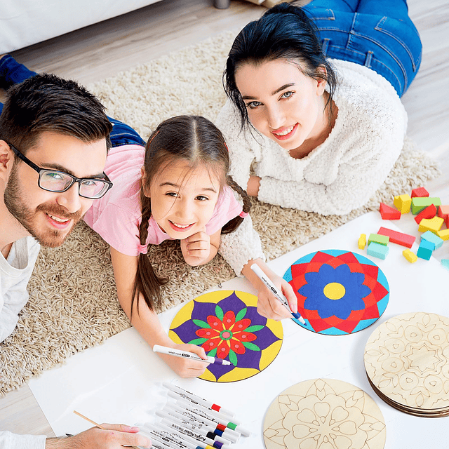 Juego de 22 piezas de pintura de mandala de madera, 10 recor