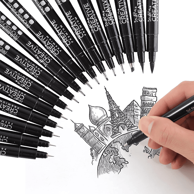 Micro Fineliner Drawing Art Pens, paquete de 16 bolígrafos d