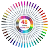 Marcadores de arte de caligrafía de diario, 48 colores, rotu