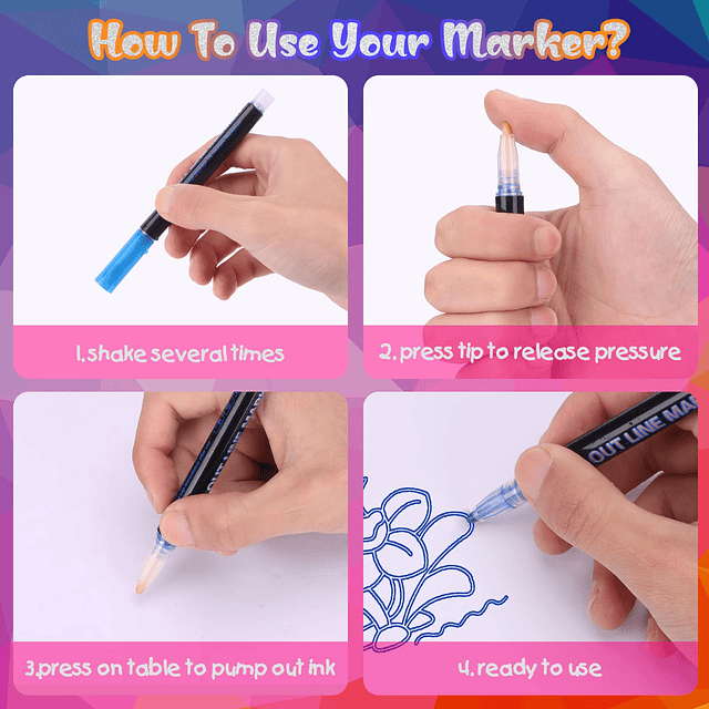 Super Squiggles Outline Markers Juego de 12 colores Marcador