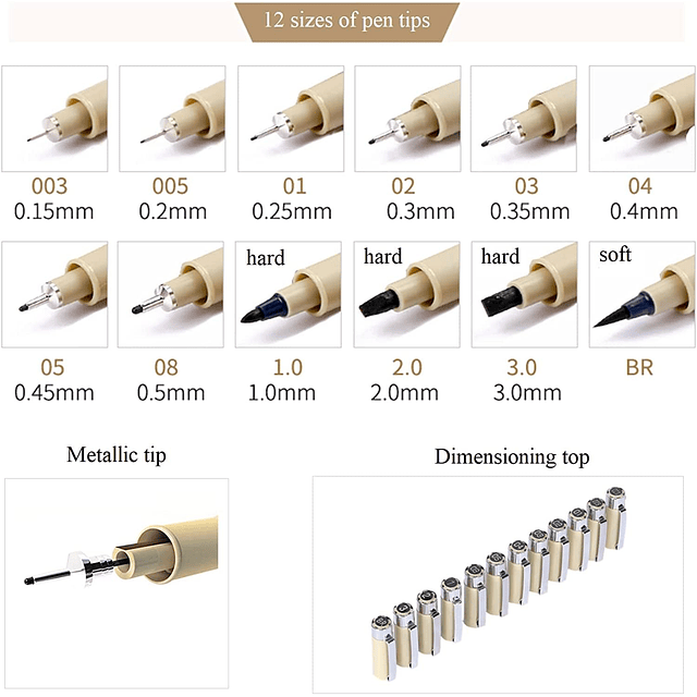 Micro-Line Pens 12 Black - Bolígrafos multiliner de precisió