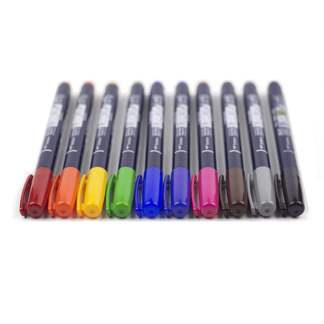 Fudenosuke Brush Pen - Duro - Juego de 10 colores (WS-BH10C)