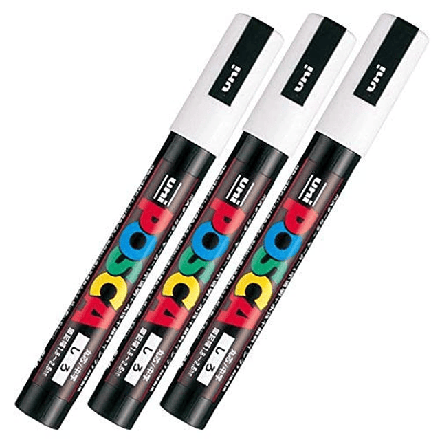 Uni Posca Paint Marker Pen PC-5M, punta media, tinta blanca,