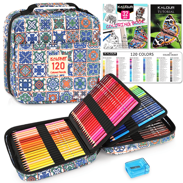 Juego de 126 lápices de colores, con libros para colorear, t