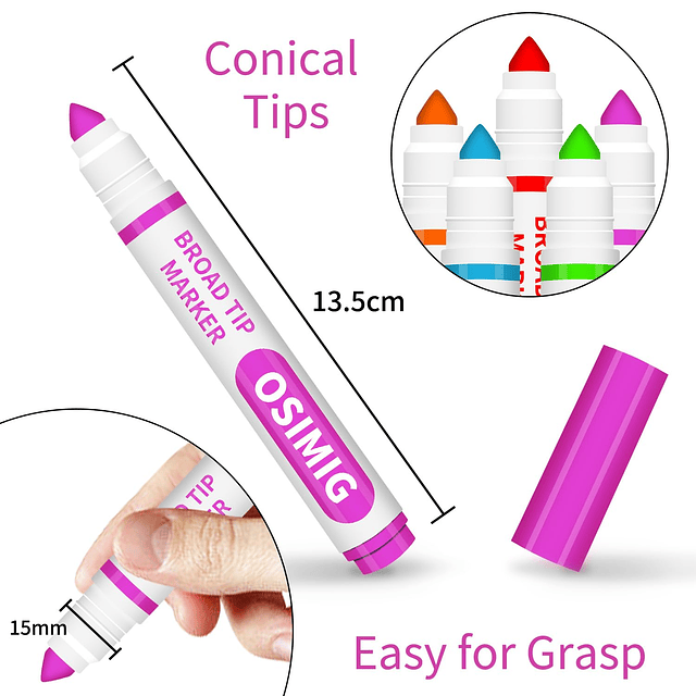 Marcador lavable, 240 marcadores a granel, 12 colores surtid